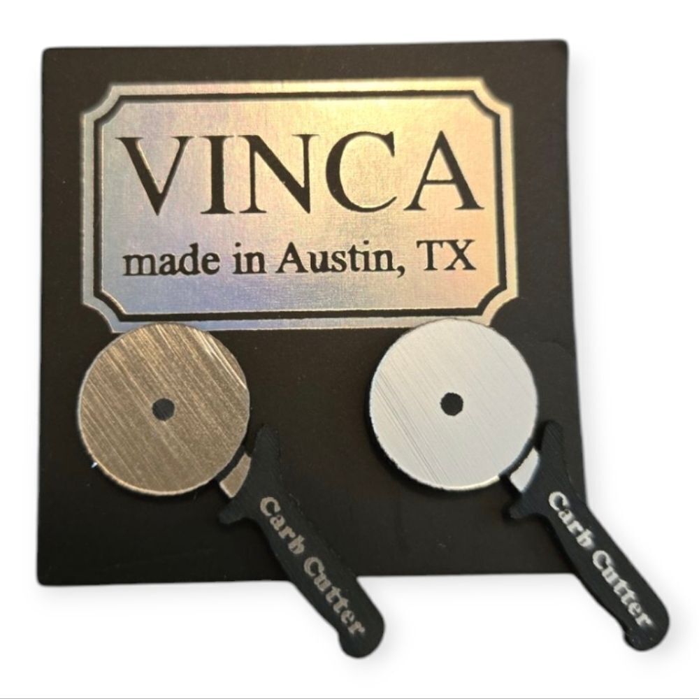 NIP VINCA PIZZA CUTTER EARRINGS WITH "CARB CUTTER" ON THE HANDLES